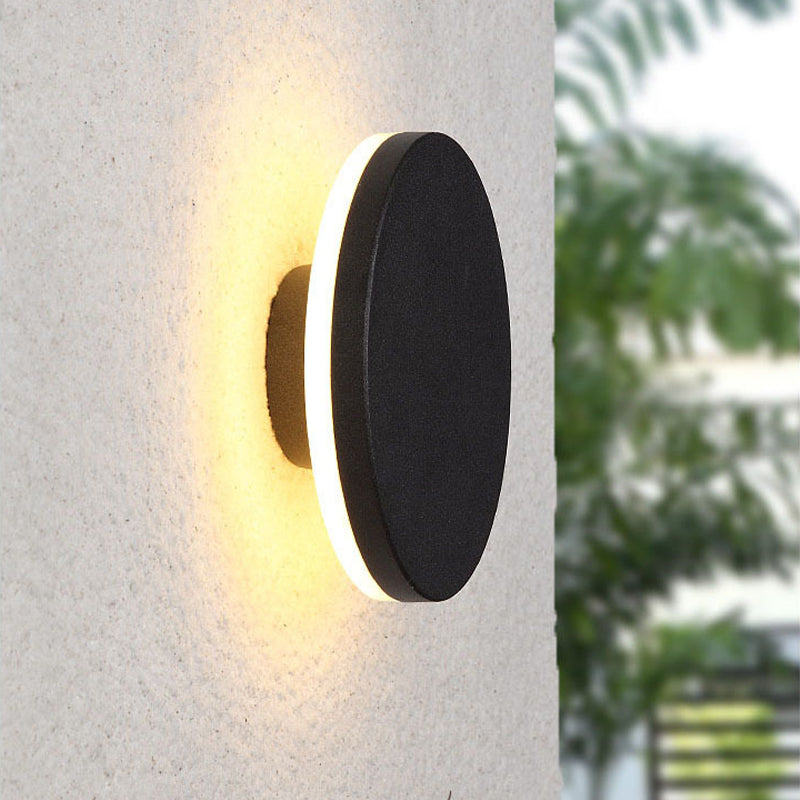 LunaGlow - Lampade da parete LED minimaliste in metallo nero per giardino e ingresso