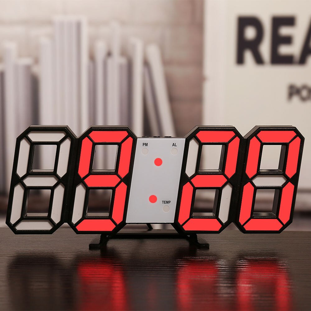 LED Digital Wall Clock - Temperature and Alarm