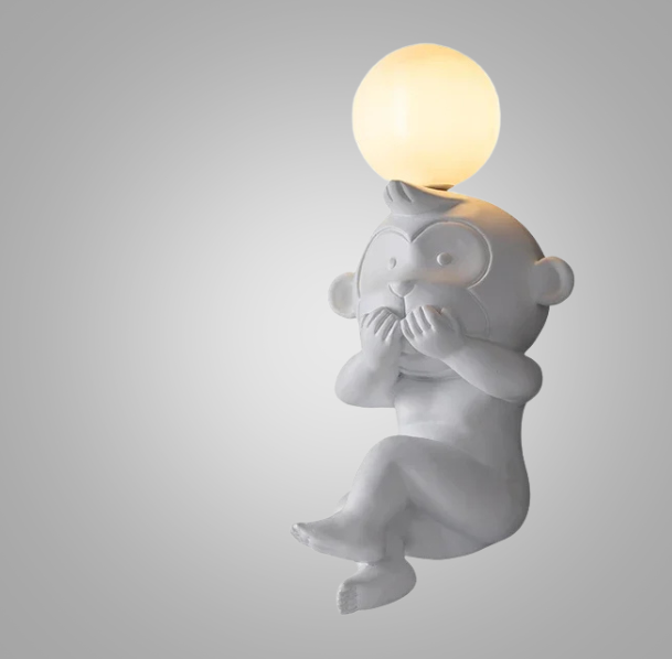 PlayfulGlow - Grappige Aap Wandlamp met Melkglas – Decoratieve LED Lamp