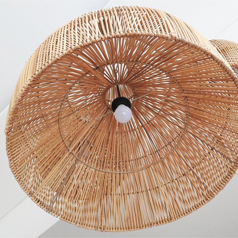 Pantallas de lámpara de mimbre bohemias tejidas a mano lámpara colgante para isla de cocina