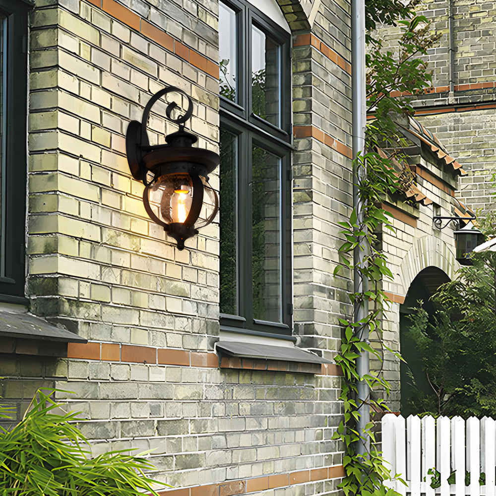 Lámpara de pared exterior LED de 1 luz con brazo curvado