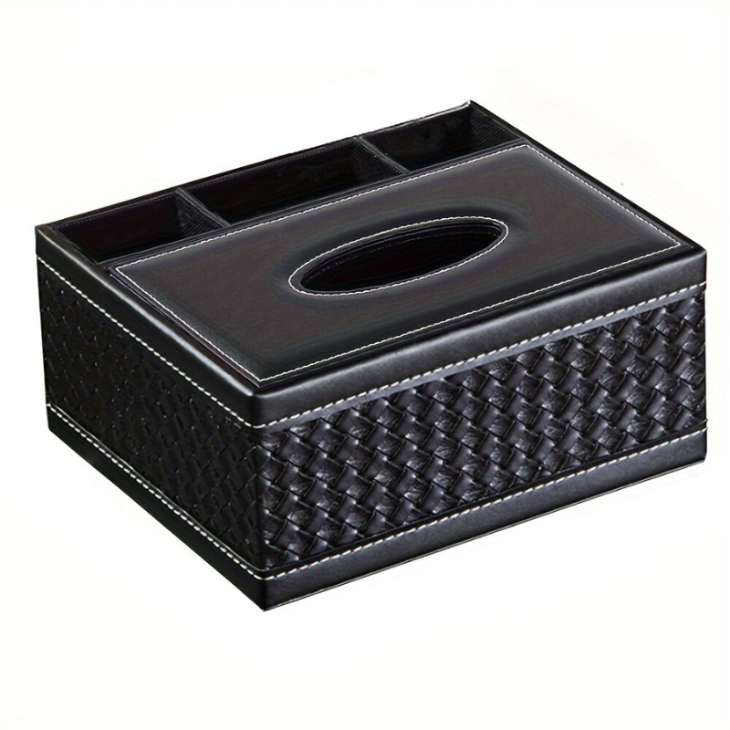Scatola multifunzionale in ecopelle per fazzoletti e conservazione – Quattro scomparti per telecomando e fazzoletti