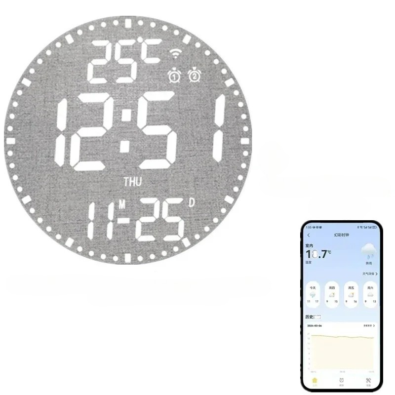 WiFiTime - LED Wall Clock With Calendar and Dual Alarm Function