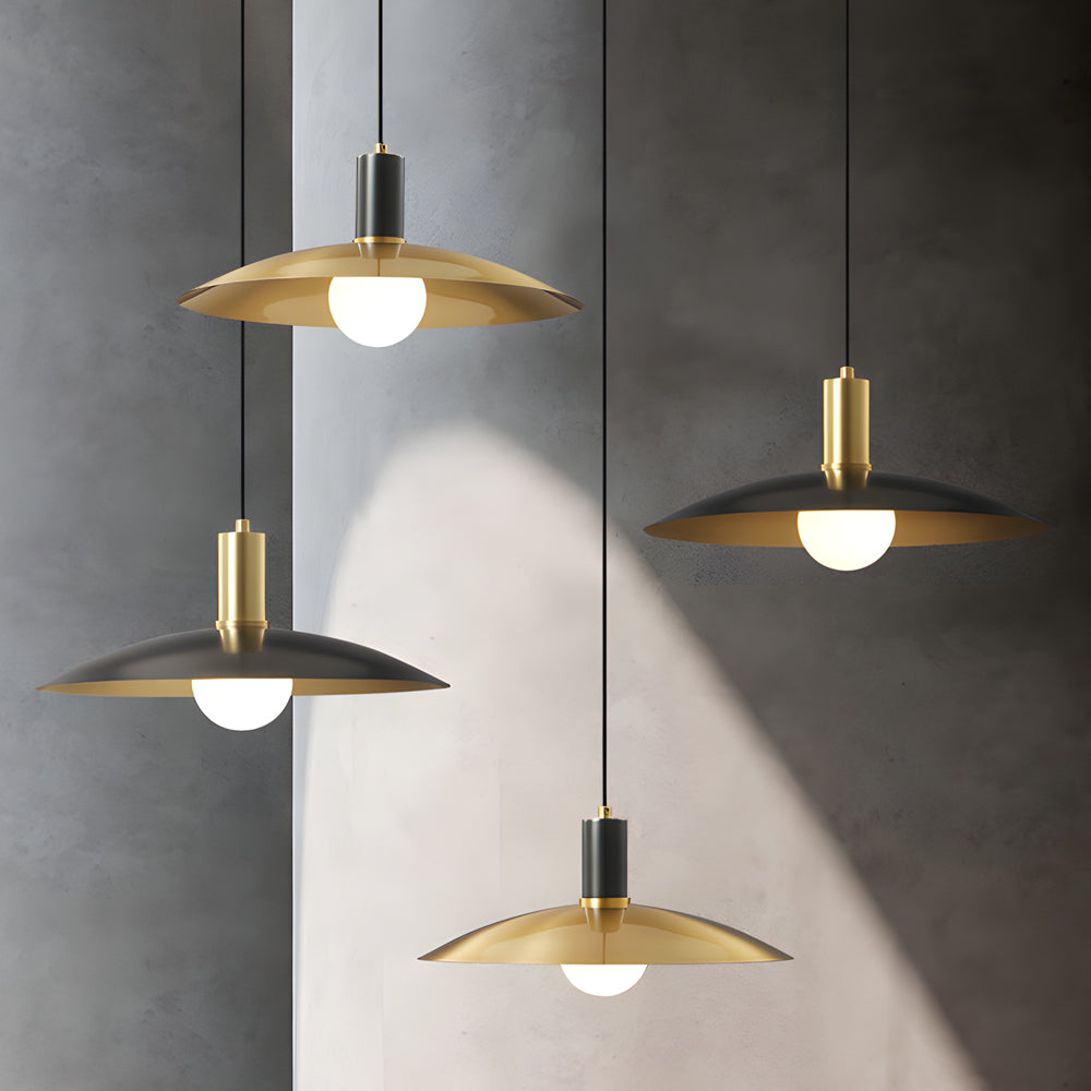 1-Light Mid-Century Brass Pendant Lamp