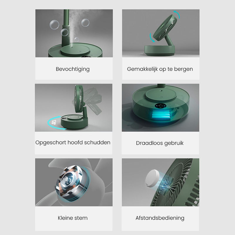 Ventilatore da tavolo telescopico pieghevole ricaricabile