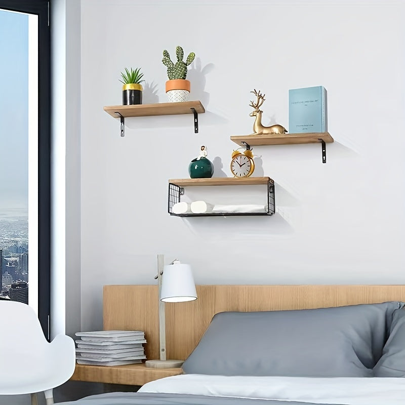 ShelfSet - Houten Drijvende Opbergrekken - Set van 3 Badkamer Planken