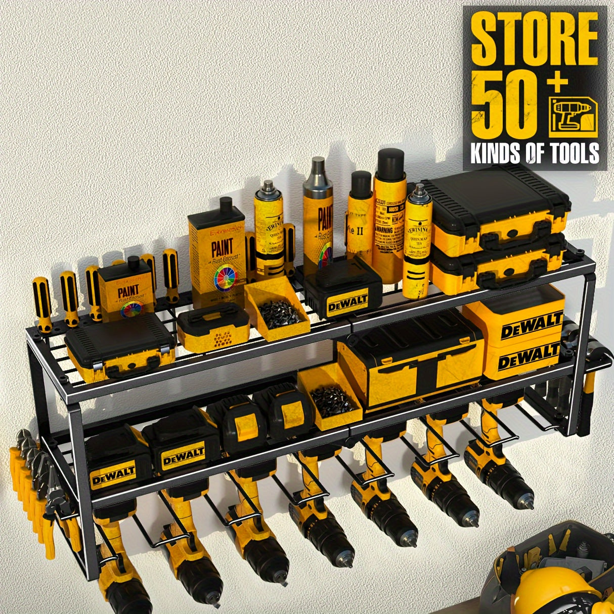 ToolShelf - Estantería de garaje metálica montada en la pared - Repisa flotante para herramientas