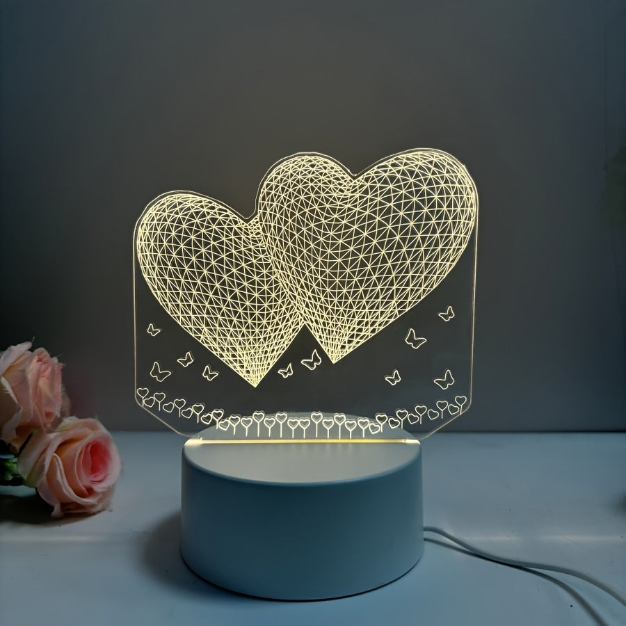 HartenLicht - Lámpara de mesa USB geométrica con brillo cálido para decoración temática de amor