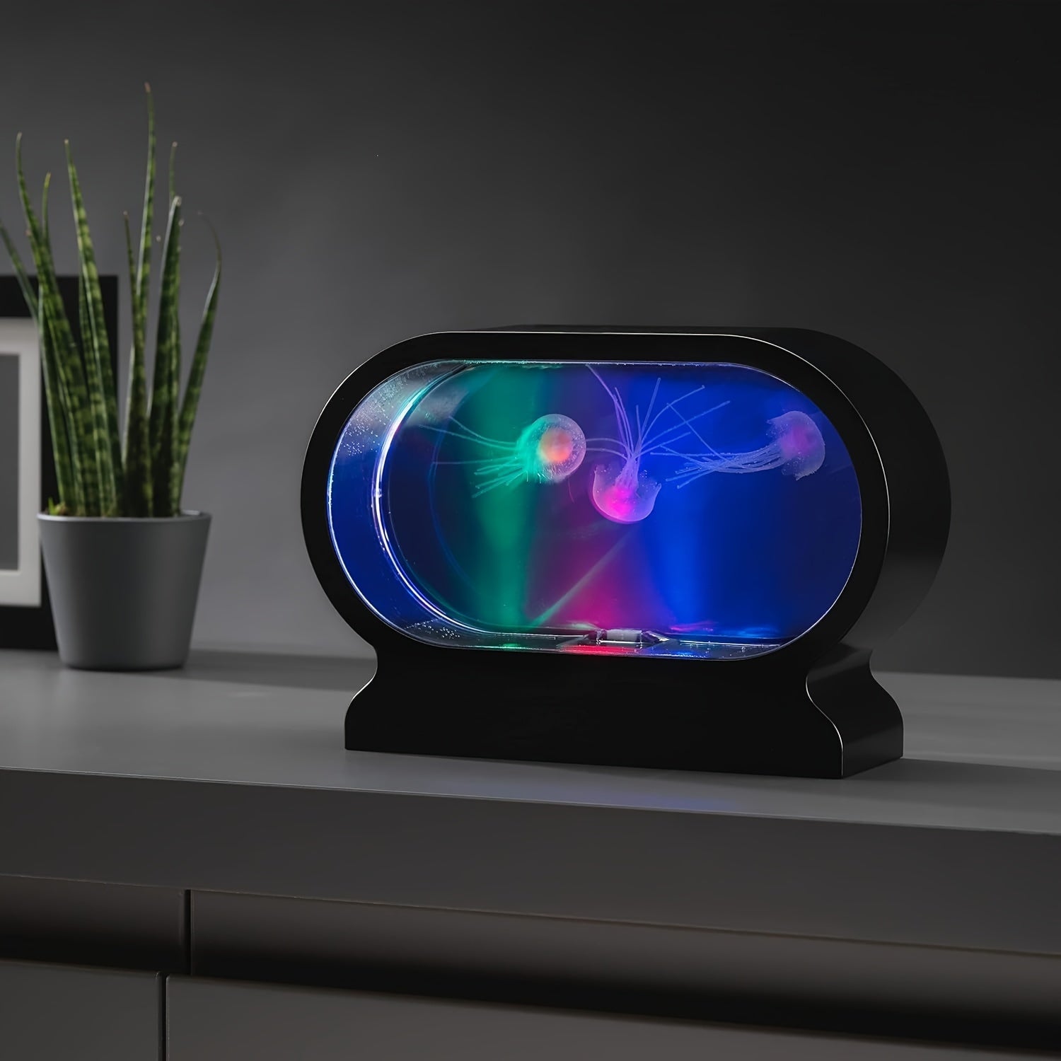 LumiJelly - LED Jellyfish Tafellamp, 3-Kleuren Simulatie Aquarium Nachtlamp, Batterijgevoed, Decoratief Licht