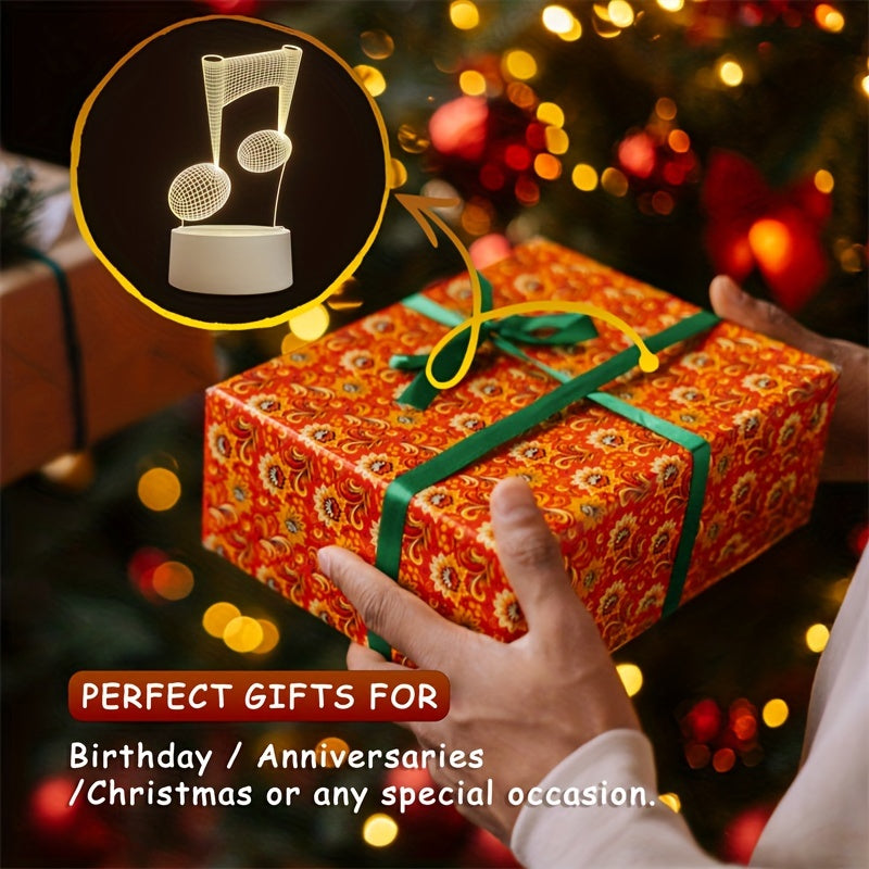 LumiNote - Nota Musical Acrílica Lámpara Nocturna, Marco LED 3D, Alimentado por USB