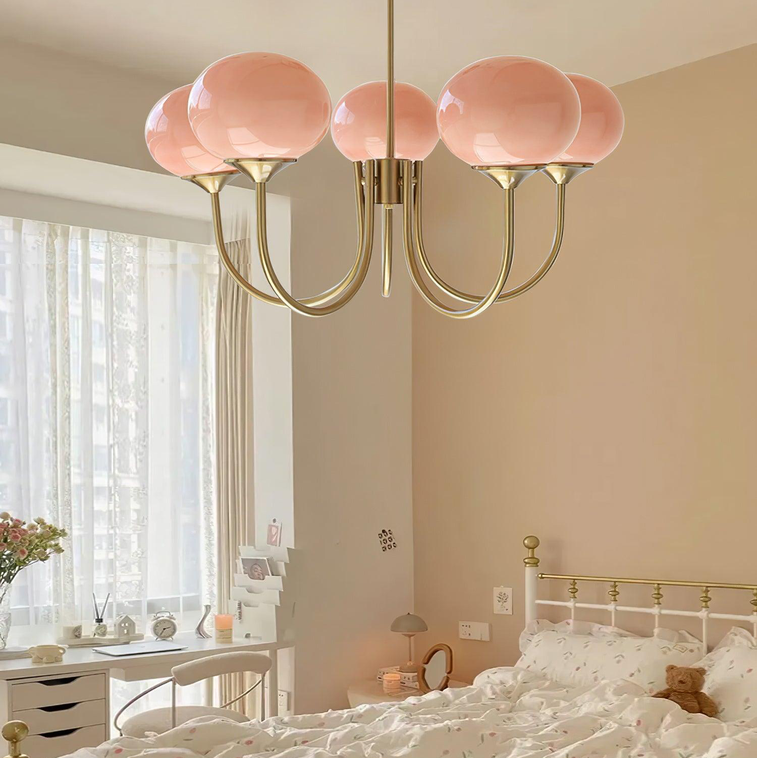 Lampadario in vetro rosa bubble marshmallow