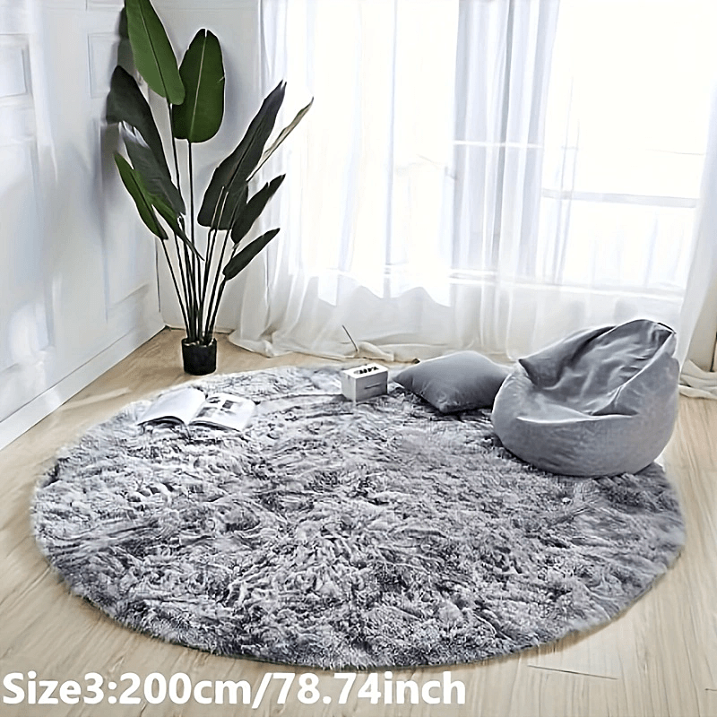 1 pieza Alfombra redonda de peluche teñida anudada - Alfombrilla decorativa suave y cálida para sala de estar, dormitorio y yoga