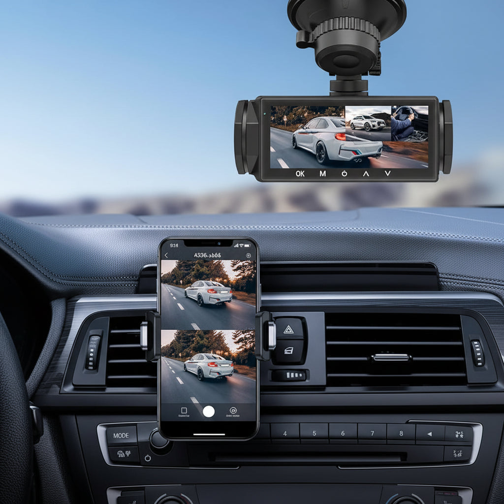 360° Full HD Dashcam Auto 4 Kanalen 5G WiFi Nachtvisie