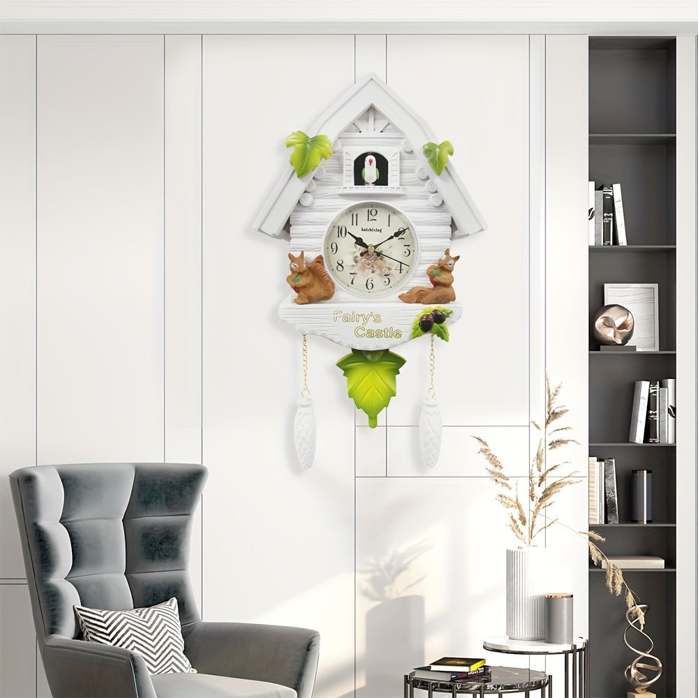 Reloj de cuco nórdico con casita para pájaros - Alarma diaria y por horas, reloj de péndulo para decoración de sala de estar y oficina