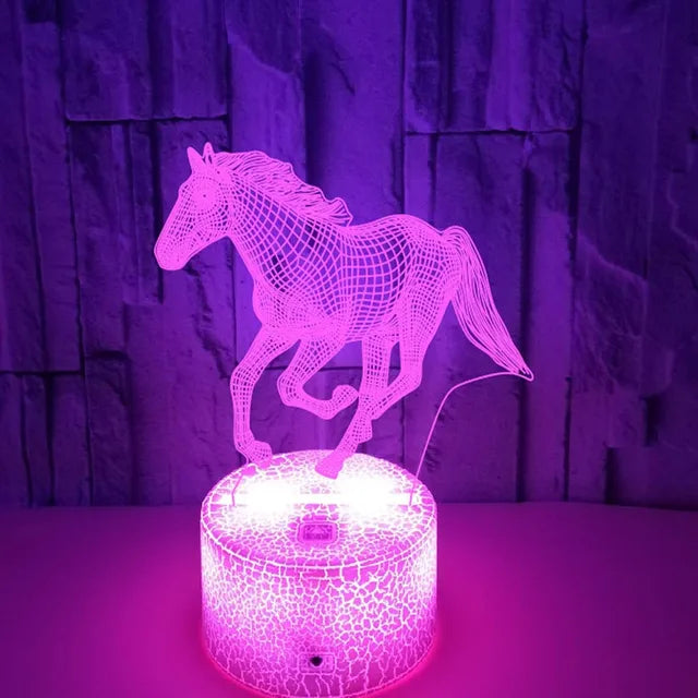 3D LED Horse Lamp – Kleurrijk Nachtlampje voor Kinderen & Paardenliefhebbers