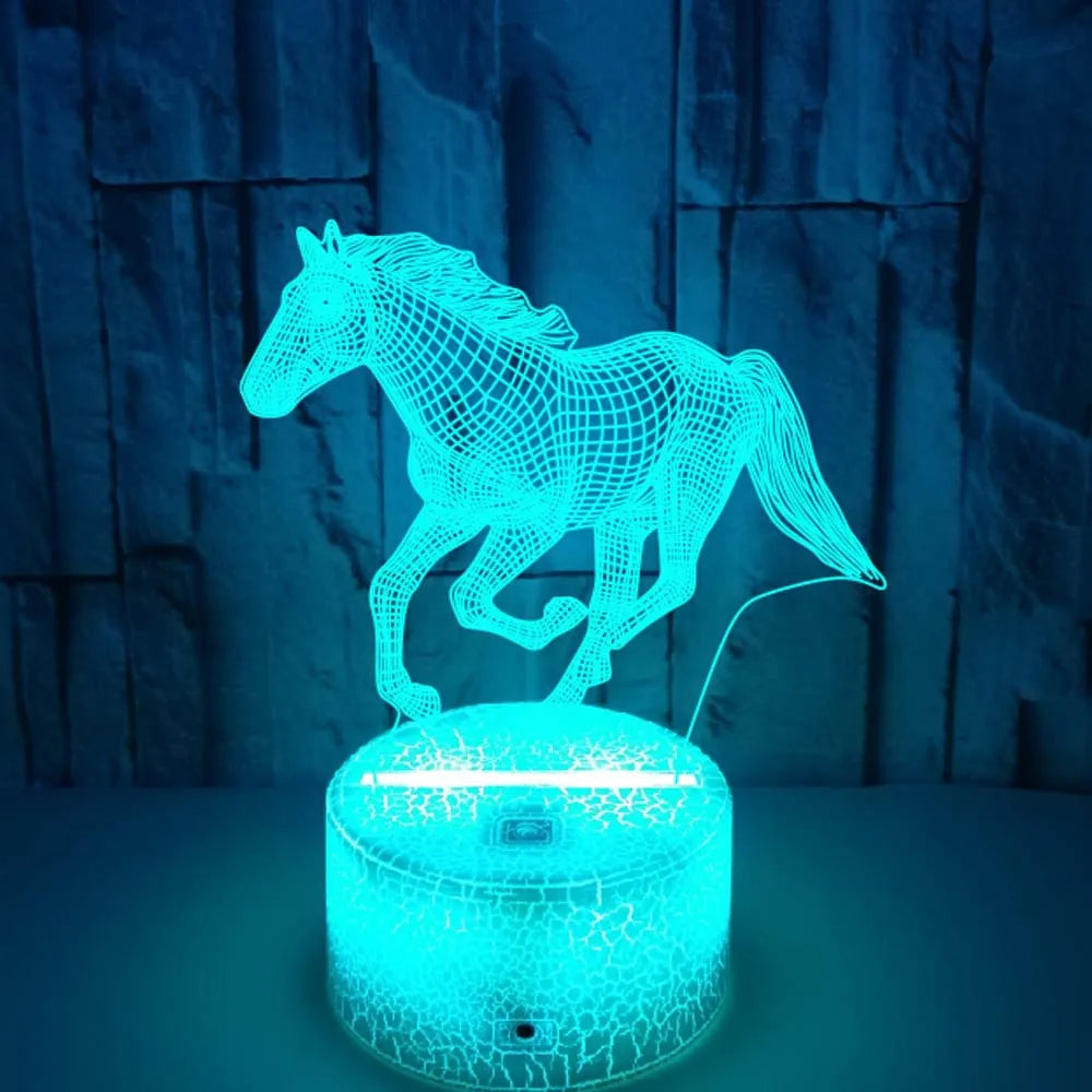 3D LED Horse Lamp – Kleurrijk Nachtlampje voor Kinderen & Paardenliefhebbers