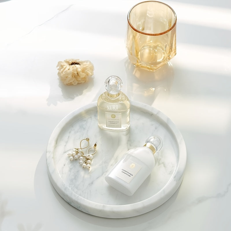 MarbleTray - Vassoio Rotondo in Marmo 8 Pollici | Lucidato per Decorazione e Conservazione