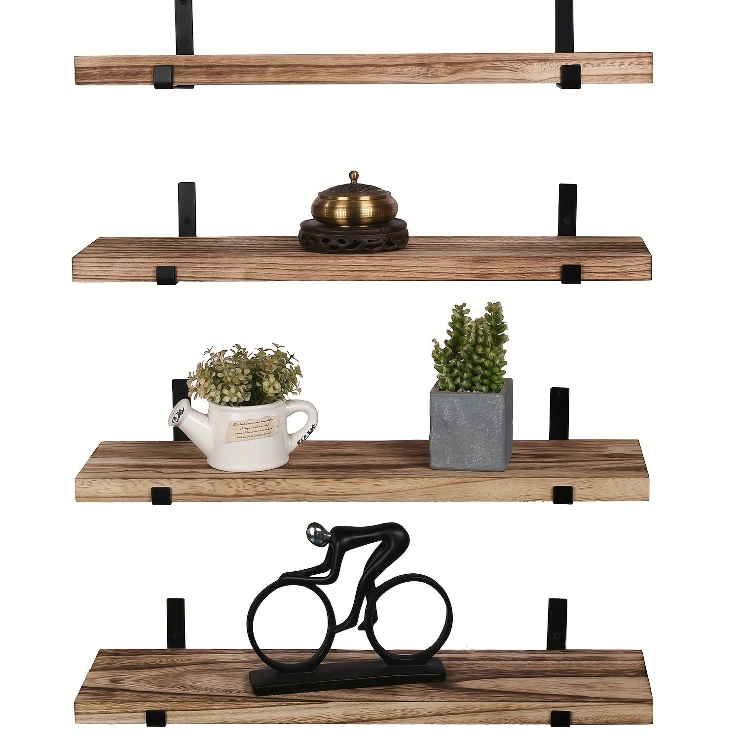 RusticShelf - Set Van 4 Zwevende Houten Wandplanken