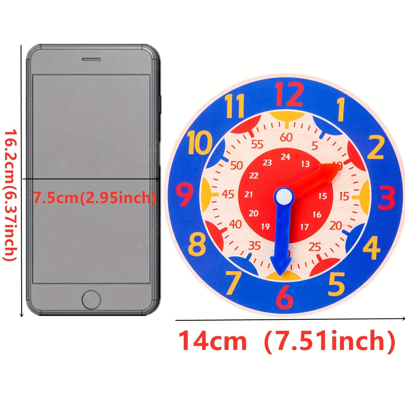 Houten Educatieve Klok - Speelklok voor Kinderen om de Tijd te Leren, Perfect voor Kerst- en Halloween Cadeaus