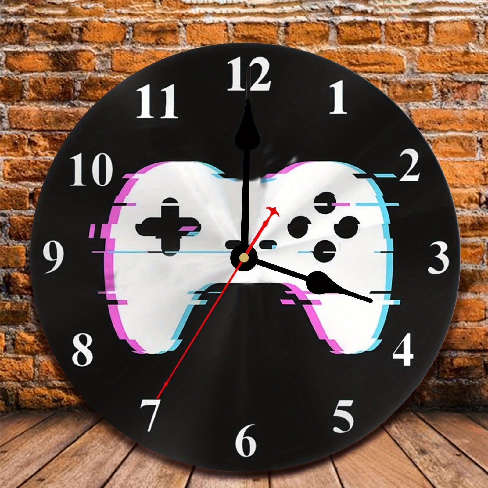 Reloj de Pared Redondo para Gamers - Reloj de Madera con Batería, 25.4cm