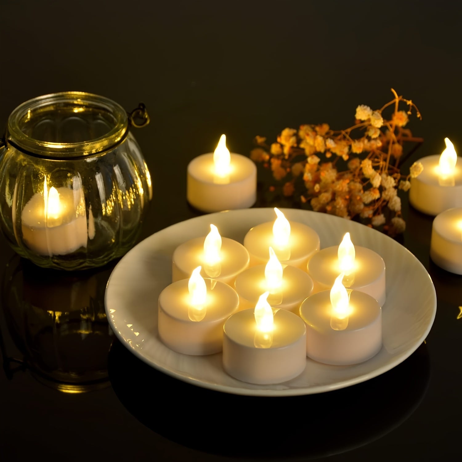Candele LED per tè - Alimentate a batteria, Giallo caldo, Candele senza fiamma, Luce tremolante per oltre 150 ore (5, 12, 24, 50 pezzi)