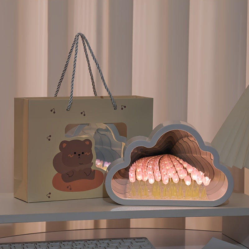 TulipGlow - Candeeiro Noturno LED Tulipa para Decoração de Quarto