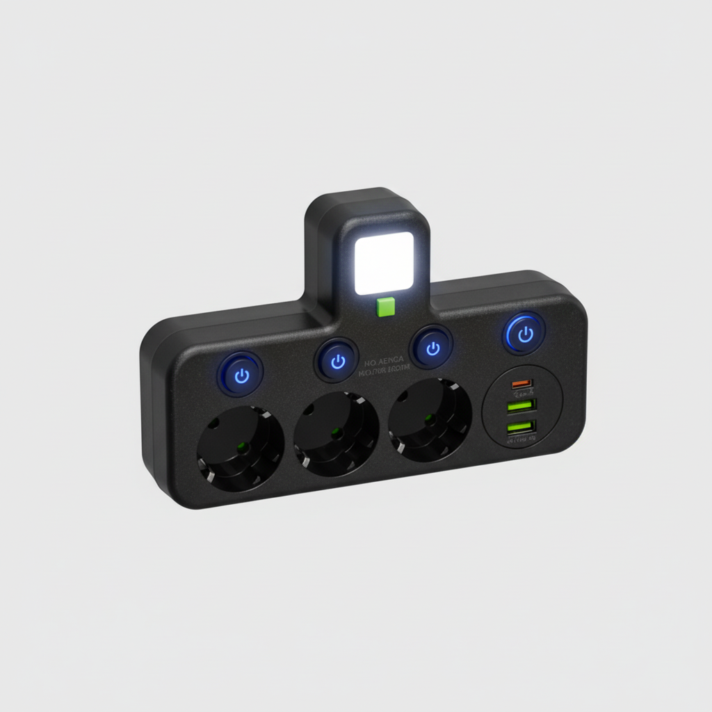 Tomada inteligente com USB e luz noturna para casa e escritório