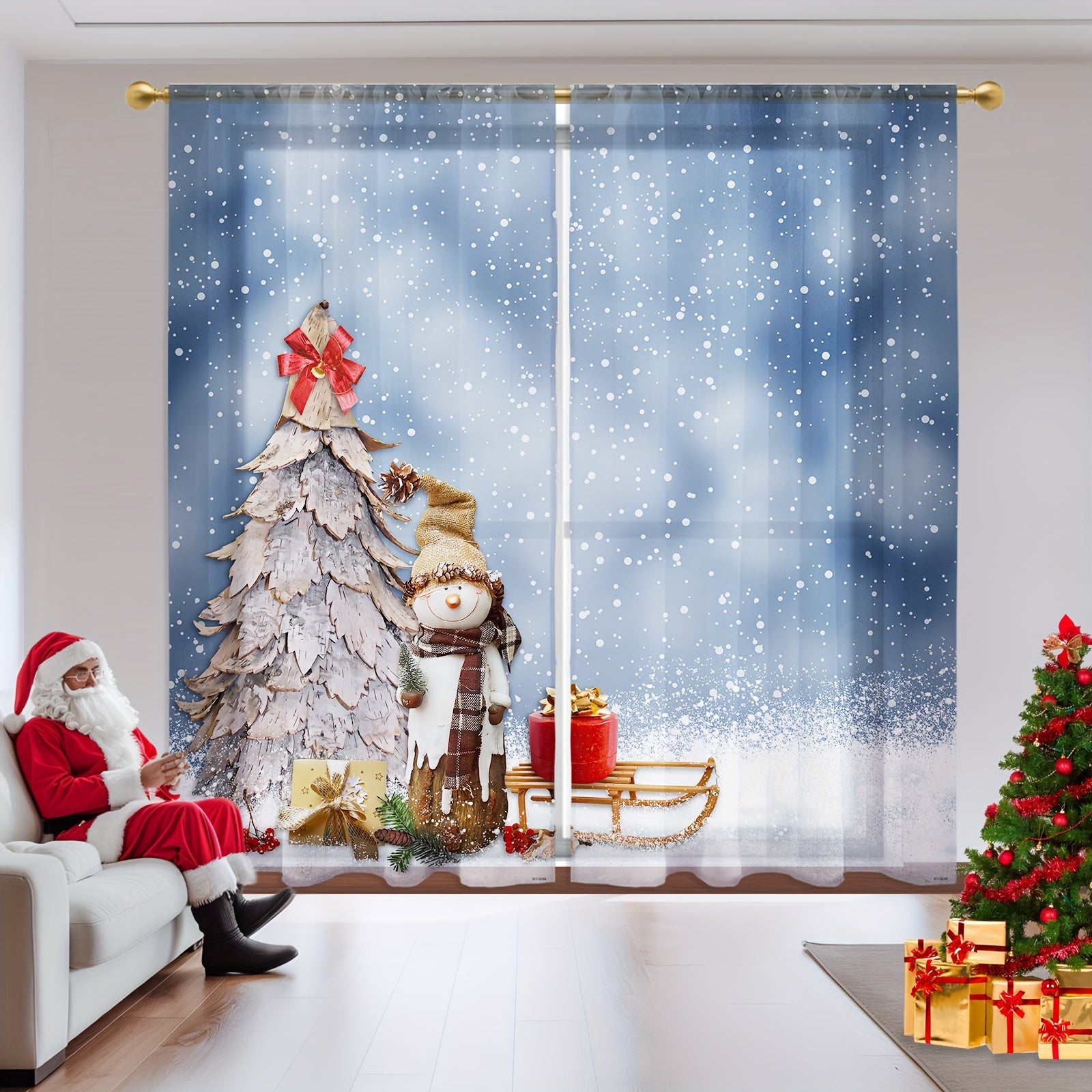 Tende Pupazzo di Neve - 2 Pezzi Trasparenti con Tasca per Asta