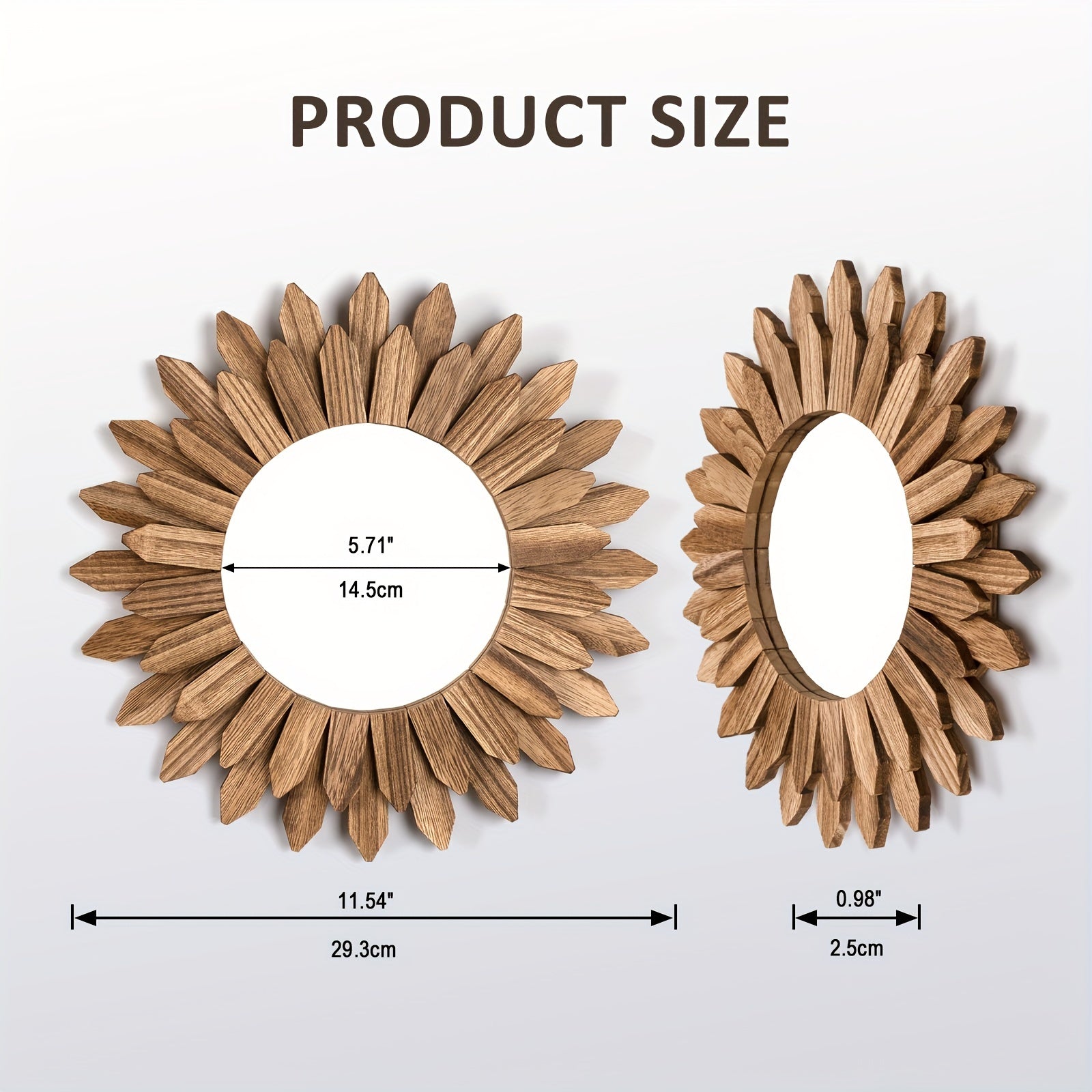 Houten Spiegel met Bloemvormig Frame – Wandgemonteerde Decoratieve Spiegel voor Woonkamer, Slaapkamer en Badkamer