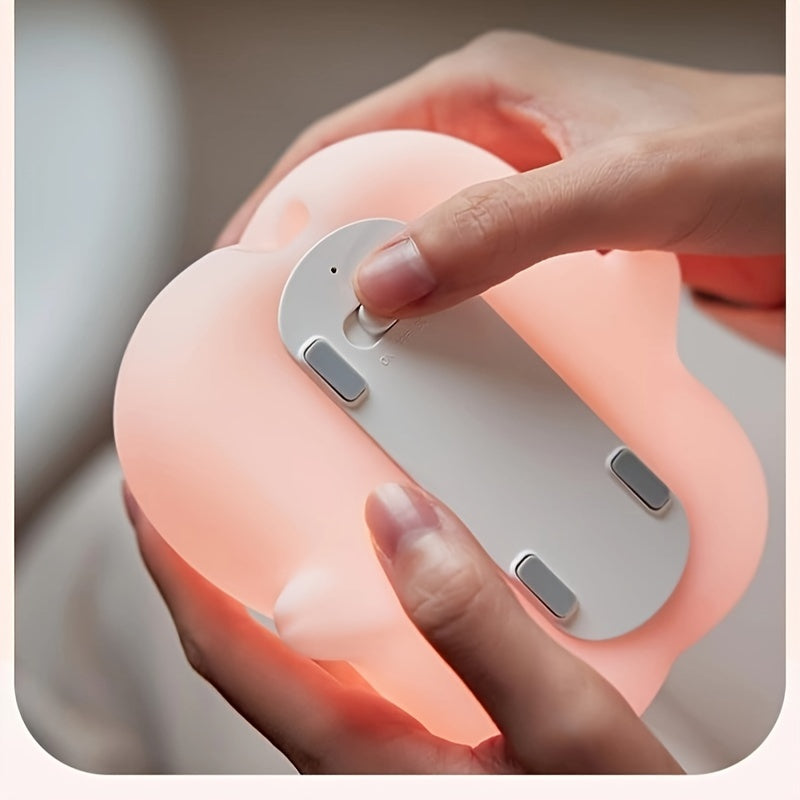 PiggyGlow - Lámpara nocturna LED de cerdito rosa adorable, recargable y con control táctil