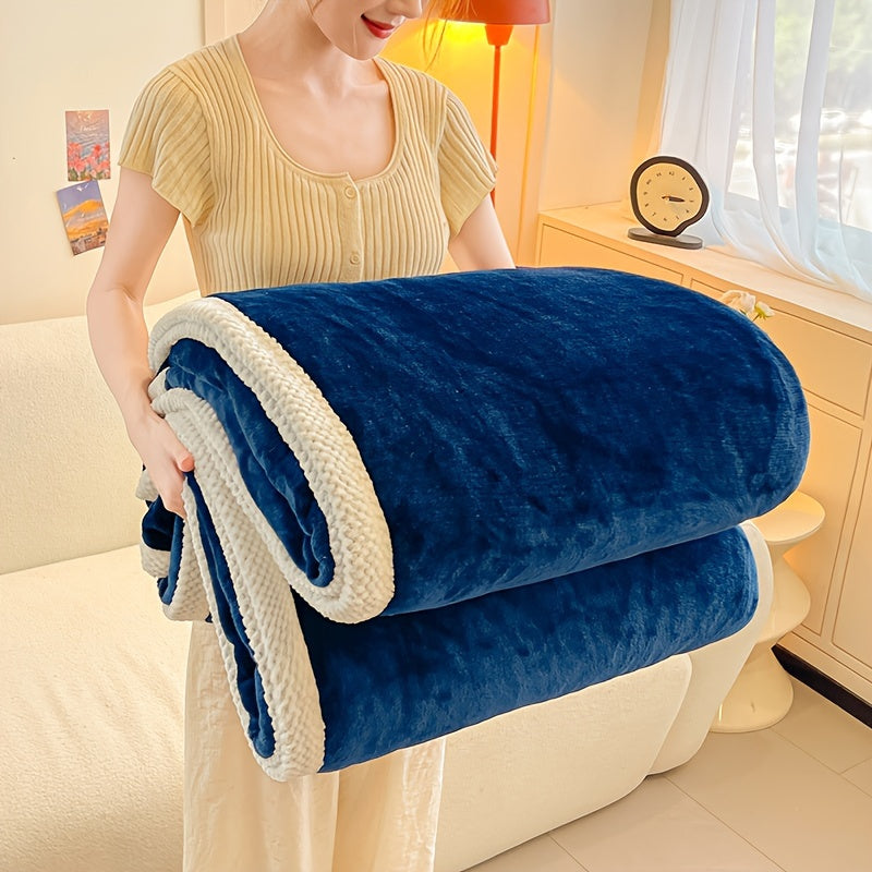 Dubbelzijdige Coral Fleece Deken - Dikke Winter Flanel, Zachte Fluwelen Sofa Siësta Deken met Non-woven Weefsel, Machinewasbaar