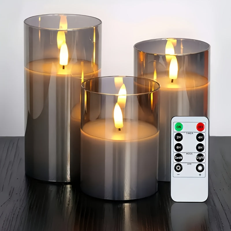 Set di Candele LED a 3 pezzi con Telecomando - Perfetta per Natale, Matrimoni e Compleanni