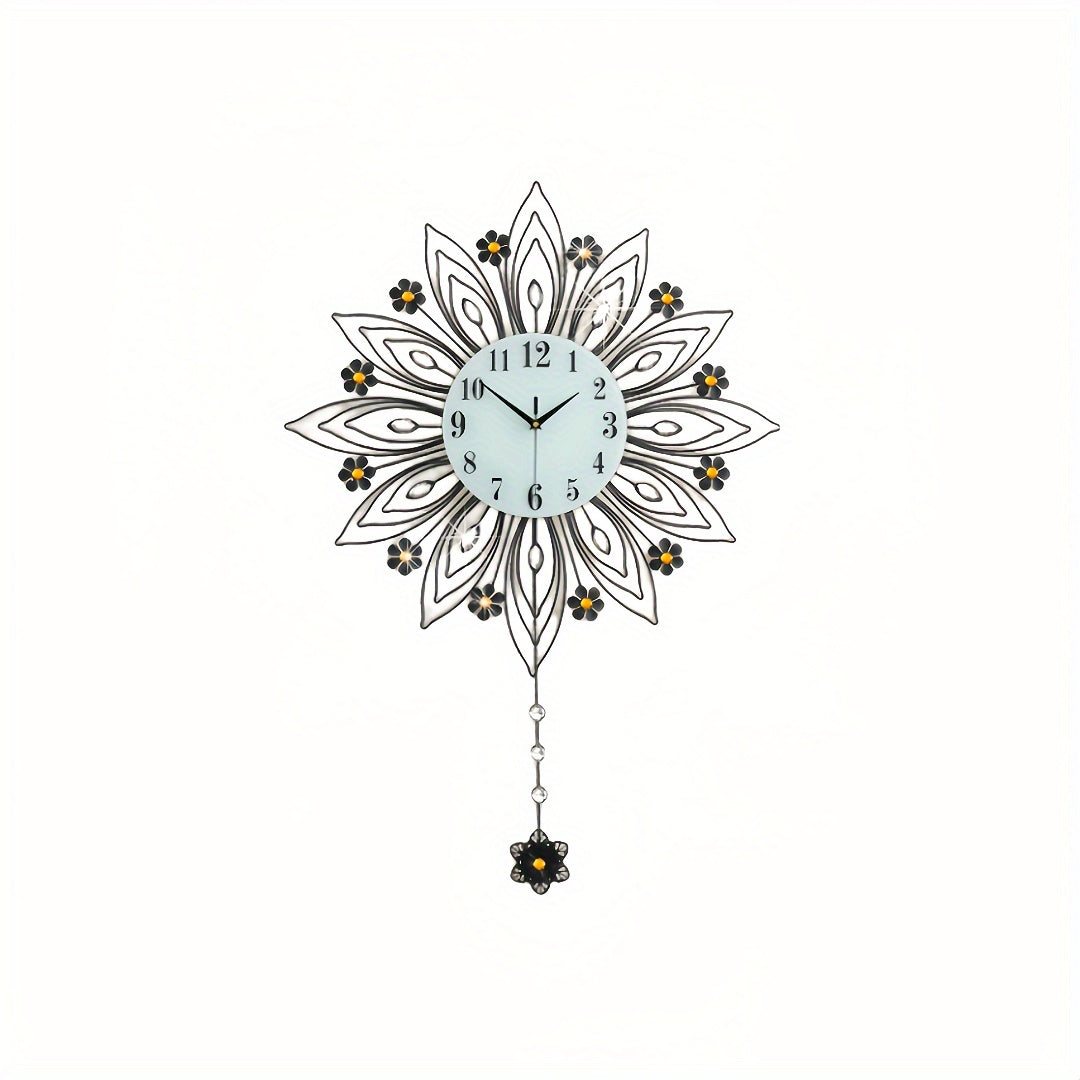 GoldenBloom - Luxury Silent Wall Clock with Elegant Floral Details