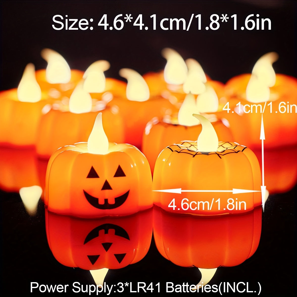 Candele LED di Halloween a zucca – 2 pezzi, 9,14 cm design Jack-o'-Lantern, con batterie