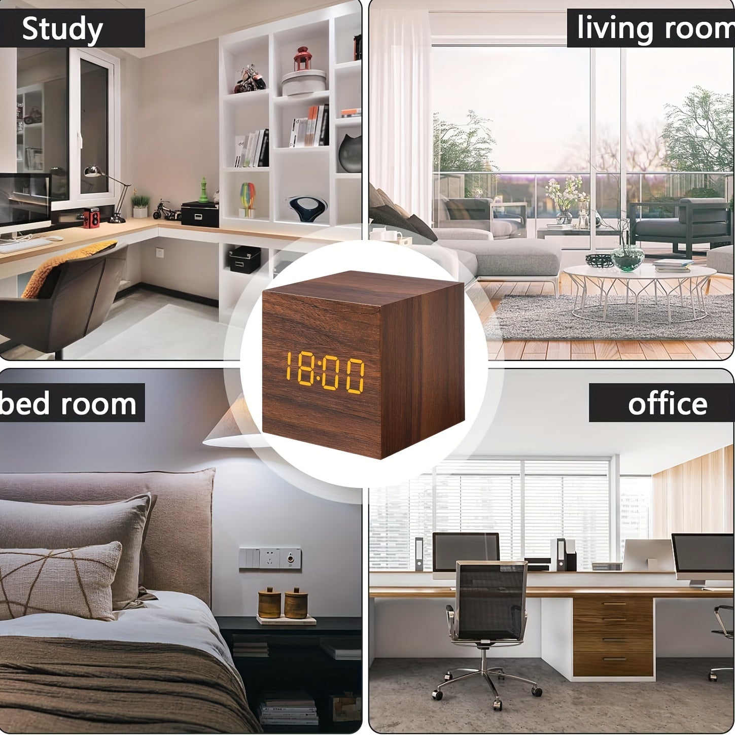 WoodTime - Houten Wekker met LED Display