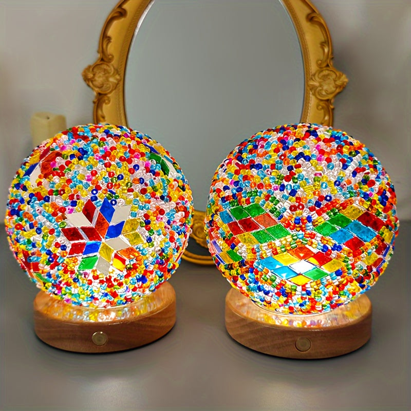 GlassArt - Lámpara de mesa LED moderna con iluminación ajustable y pantalla de vidrio colorida