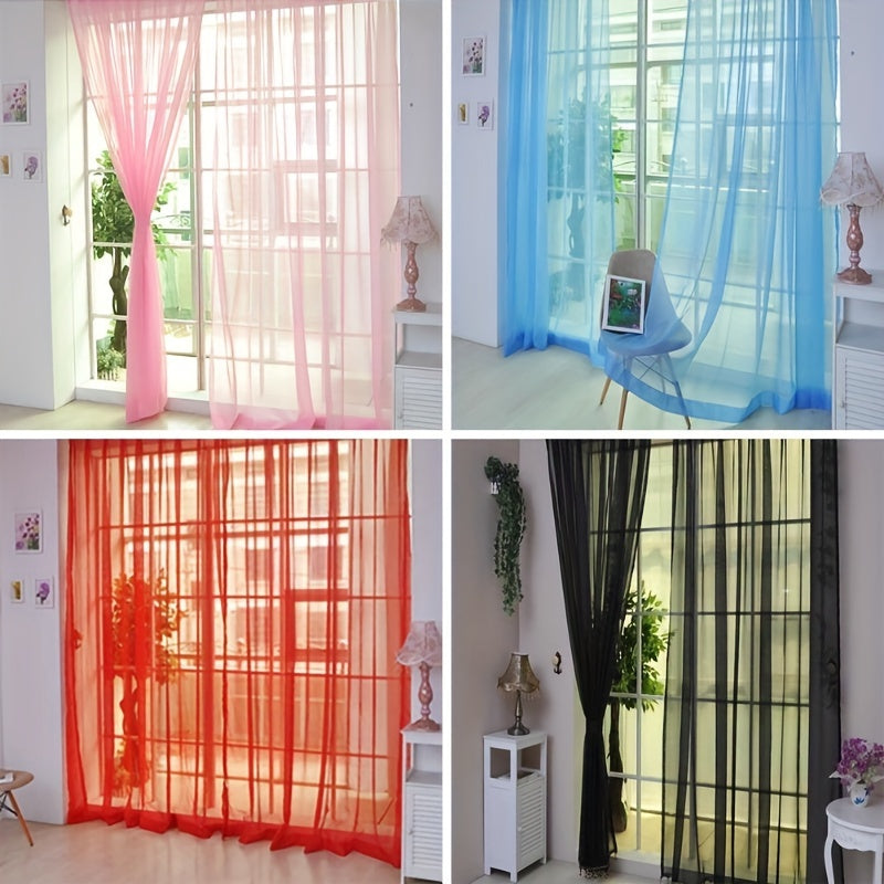 2 Piezas Cortinas de Voile de Flores - 200cm x 100cm Paneles Transparentes para Ventanas con Ojales, Ligero y Lavable