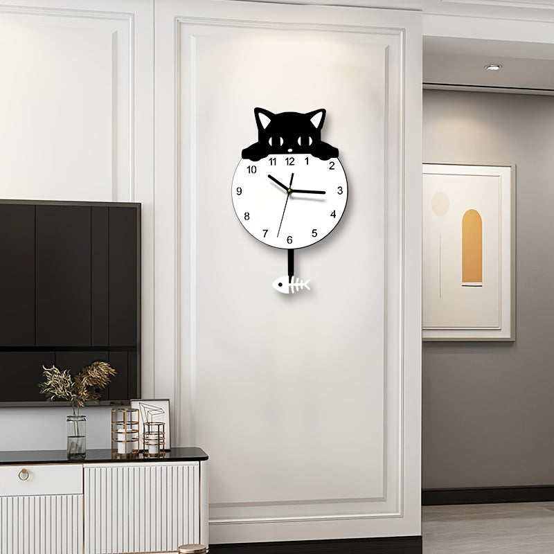 SwingCat - Style Swinging Cat Wall Clock by WANTIFO, Modern Cartoon Style