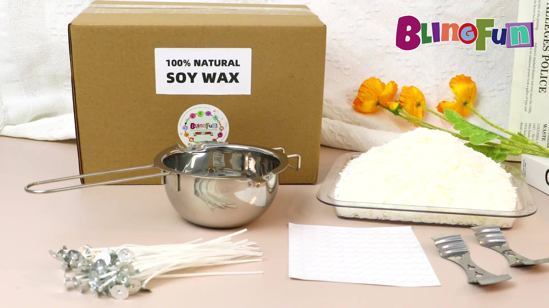 Set per la creazione di candele di soia – 453,59g/907,18g di cera di soia naturale, inclusi stoppini di cotone, pentolino per sciogliere e accessori