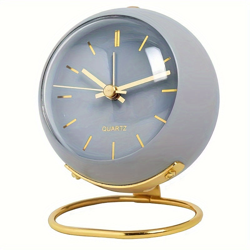 Retro Analog Alarm Clock - Silent Non-Ticking Metal Night Clock