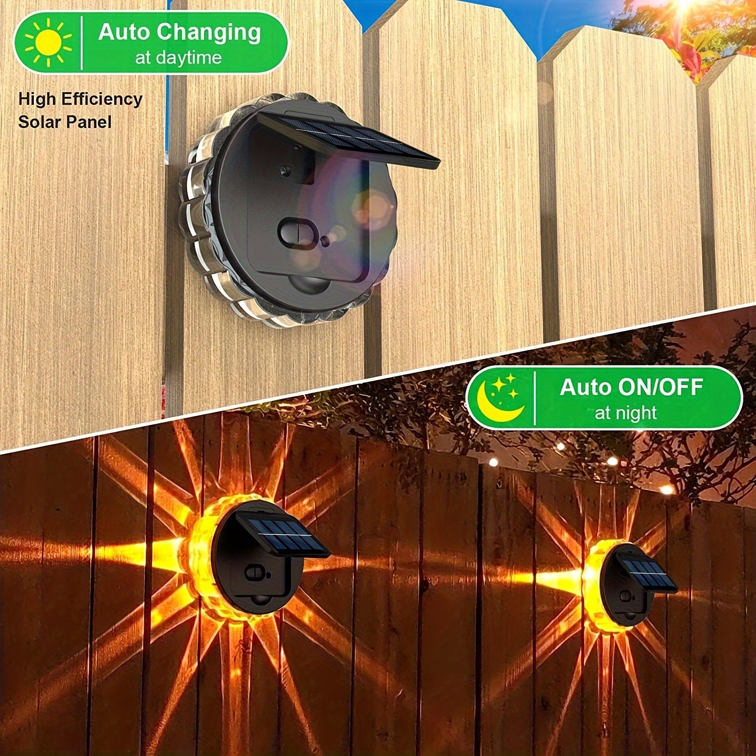 SolarFence - 4-Pack Waterproof Solar-Powered LED Lighting for Fences, Patios, and Stairs