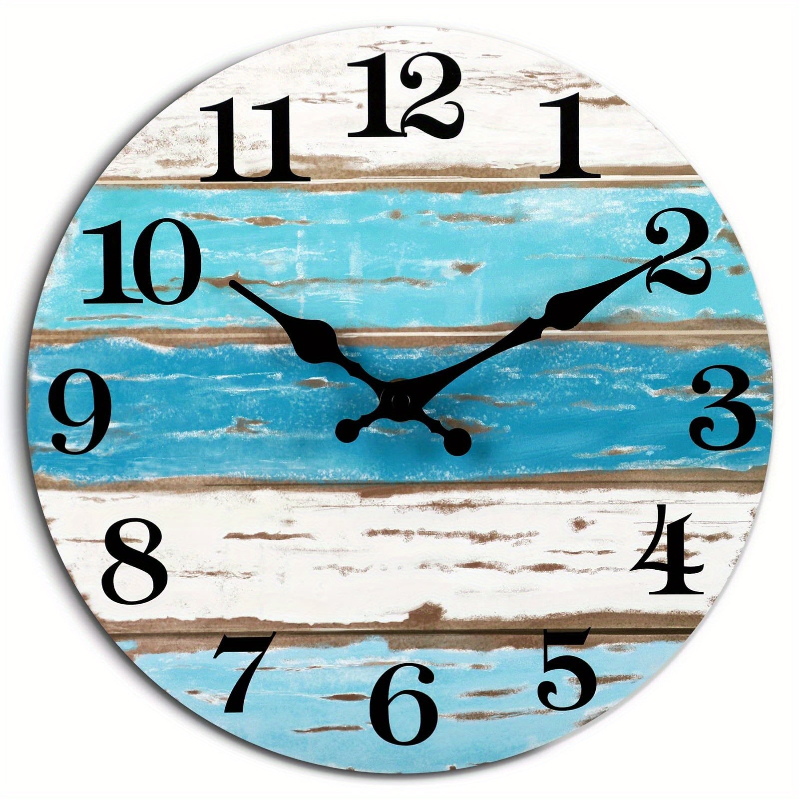 Nautical Wall Clock - Silent Round Clock, Blue Theme for Outdoor and Indoor Use