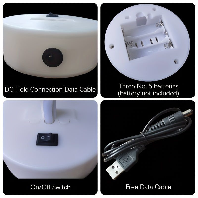 FestiveGlow - Lâmpada de Árvore de Natal Neon LED, Alimentação Dupla USB/Pilha