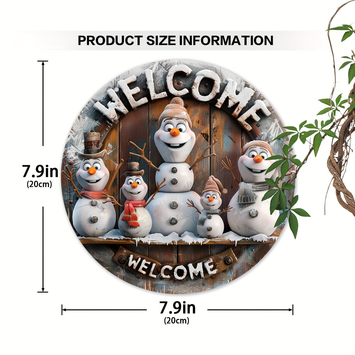 WelkomBord - Houten Kerstdecoratie Sneeuwpop Vintage