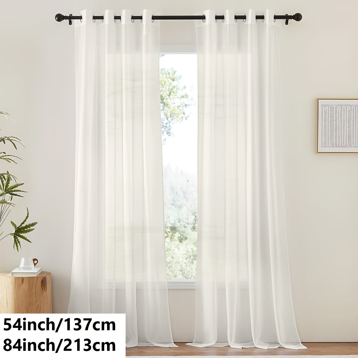 Tende in voile bianco leggero - 2 pezzi con occhielli per soggiorno e camera da letto