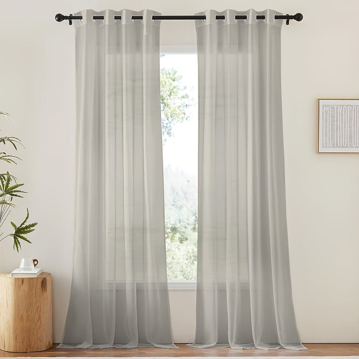 Tende in voile bianco leggero - 2 pezzi con occhielli per soggiorno e camera da letto