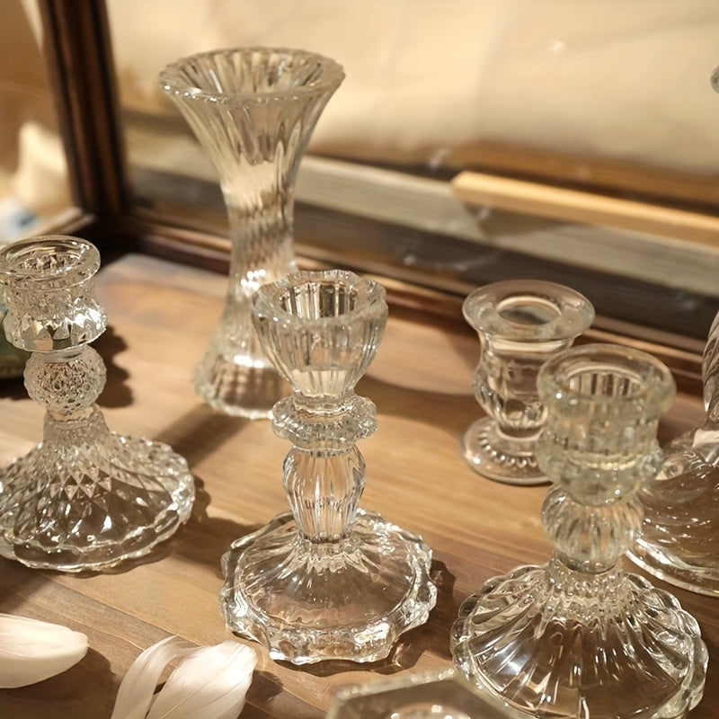 Glazen Kaarshouders Set - Groot, Geschikt Voor Feestdecoratie