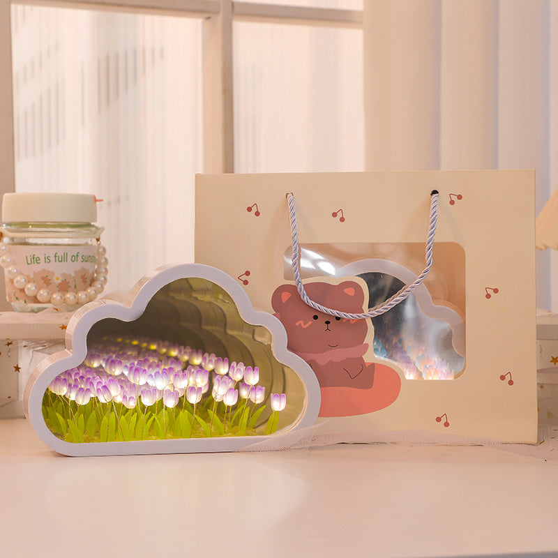 Candeeiro de tulipa - Luz noturna LED com desenho de flor