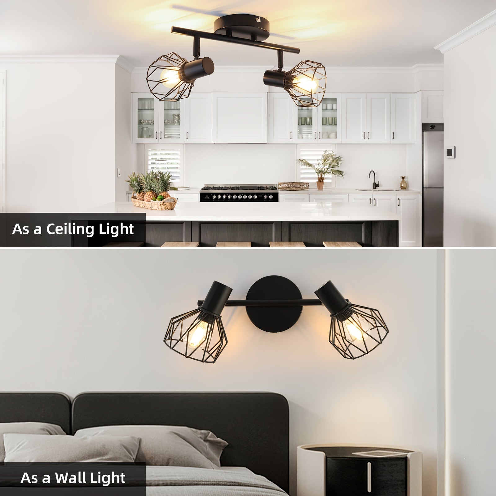 SpotFlex - Zwenkbare LED Plafondspot met 2 Bollen E14 Zwart