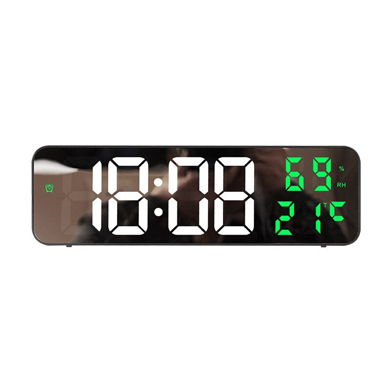 LED Digital Wall Clock with Temperature and Humidity Display